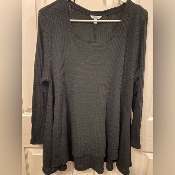 Sonoma Tops Sonoma Xl Black Fit And Flare Waffle Weave Long Sleeve